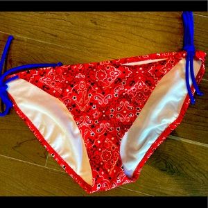 Op Red White Black Blue Bikini Bottoms Sz L